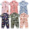 Pigiama Ragazza Pigiama Set Ragazzo Vestiti per bambini Pigiama per bambini Pigiama Bambino Orso Pipistrello Cuori Manica corta Top Pantaloni lunghi Pigiama Camicia da notte 230710