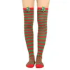 Женские носки полосатые длинные милые 3D -плюшевые лося на колене высокие чулки для рождественских косплейных костюмов аксессуар