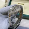 Diamants complet Ice Out Men 2Tone Gold Steel Case 41 mm Watch Shiny Diamon