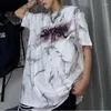 T-shirty damskie Lato High Street Tie-dye Drukowanie Krótki rękaw Ponadgabarytowy Tshirt Moda Y2K Hip-hop Pięciopunktowy rękaw Goth Kawaii Topy