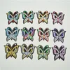 120 Mixed 12colors butterfly patches sequin patch set iron on applique sew motif badge fix288E