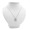 Pendant Necklaces LXY-W Fashion Silver Color Chain Blue Crystal Snowflake Necklace For Women Female Vintage Simple Christmas Jewelry Gfit