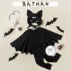 Autumn Children's Set Halloween Bat Modeling Set In Children's Long-sleeved Three-piece Set