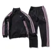 Mens Jackets Quality Black Needles Men Women Casual Fashion Streetwear Butterfly Embroidery Side Webbing Striped Coat 230710