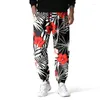 Pantalons pour hommes Baggy coton lin Harem Bloomers fleur imprimer européen et américain Hip Hop Joggers hommes pantalons amples