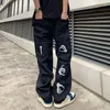 Herrjeans Raka Vida Ben Byxor Denim Byxor Hög midja Oversize Kläder Svart Harajuku Streetwear