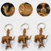 Keychains Elephant Keychain Peach Wood Carving Riches Lucky Animal Key Chain Pendant Women Bags Pom Charm Home Rings 1-3pcs