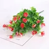 Flores decorativas 10 pacotes Plantas de verão artificiais falsas ao ar livre resistentes a UV Arbustos de plástico sintético para plantador Decoração de jardim para casa