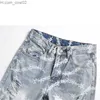 Męskie dżinsy Jean Homme Jeans Męskie odzież uliczna z nadrukiem Podarte spodnie dżinsowe Trend Markowe spodnie Casual Jednolity Rower Uszkodzone dziury Slim Fit Komfort Z230712