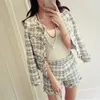 Women's Tracksuits Shorts Suit Vintage Autumn Tweed 2 Piece Set Women Slim Plaid Short Fashion Burrs Jacket Coat Tassels