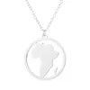 Hänge Halsband Love Africa Round Circle Charm Halsband Afrikania Rostfritt Afrikansk Kontinent Smycken Tillbehör