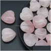 Pierre Naturelle Coeur 25Mm 30Mm Rose Quartz Yoga Méditation Énergie Perle Pour Chakra Guérison Décoration Drop Delivery Bijoux Dhhnc