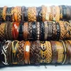 Цепочка Mixmax 100pcs Retro Leather Bracelets для мужских женских унисекс ручной манжеты черно -коричневый цвет браслет для браслета 230710