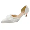 Mode perle femmes pompes Sexy bout pointu talons fins chaussures de fête de mariage pour les femmes 2023 nouveau deux pièces sans lacet dames pompes