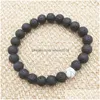 Charm Bracelets 8Mm Natural Black Lava Stone White Turquoise Bracelet Vaolcano Aromatherapy Essential Oil Diffuser For Women Men Dro Dhzqh