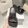 Slippers Peep Toe Women 2023 Summer Wear Muller Shoes Ladies Slides Black Outdoors Thick Sole Sandals