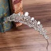 Hårklämmor FORSEVEN Enkelt lysande Kristallblomma Tiara Crown De Noiva Prinsessan Diadem Kvinnor Brud Bröllopsfest Smycken Pannband