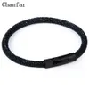 Chain Chanfar 6mm Fashion Real Leather Stingray Bracelet Men Strap Stainless Steel Charm Bangle Women Jewelry Wholesale 230710