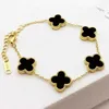 Luxury Designer van clover bracelet four leaf clover bracelet with rose gold colorless fashion gift girl five flower necklace with box