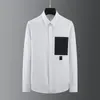 Marque noir blanc poche Patchwork chemise pour hommes à manches longues décontracté affaires robe chemises mode Streetwear Camisa Masculina