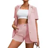 2023 Summer New Style Damkostymer Set Solid Lady Lapel Neck Blazer Shorts med hög midja Tvådelat Damkläder