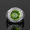 مع الحجارة الجانبية حلقات Peridot حقيقية sterling الفضة الأصلية 925 خاتم للنساء والرجال للجنسين المصنوعة يدويا العلامة التجارية الفاخرة الفاخرة فاخرة المجوهرات 230710