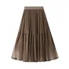 التنانير 2023 Spring Embament Fairy Skirt Slim-Length-Lended A-Line Jupe Longue Femme Office