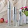 Silver Mini Portable Vakuum Airless Reseflaskor 15ml 20ml 30ml Flytande Makeup Tomma förpackningsbehållare 100st grossist Mebhp