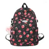 School Bags Strawberry Print Kawaii Girls Backpack Schoolbag Fruit Bookbag Waterproof For Teen Nylon Cute Women Mochila Shoulder Rucksack