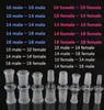 10 stijlen glazen bong adapter 14.4 18.8 man-vrouw gezamenlijke 14mm 18mm vrouw naar man converter glas adapter gezamenlijke voor glazen bong