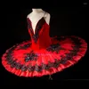 Stage Wear Professionnel Haute Qualité Taille Personnalisée 12 Couches Performance Compétition Ballet Danse Costumes Enfants Filles Rouge Tutu