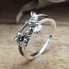 Huitan Vintage Antieke Vogel Bloem Ontwerp Vrouwen Ringen Prachtige Vinger Accessoire voor Feest Dagelijks Dragen Sieraden Drop Ship