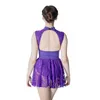 Abbigliamento da palcoscenico Abito viola in cotone/lycra Body con canotta in pizzo con gonne abbinate Costume da donna per danza classica per ragazze