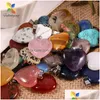 Charms Rose Quartzs Crystal Necklace Natural Stone Heart Pendants Fashion Beads 20Mm For Diy Jewelry Making Gemstones Drop Delivery Dhfet