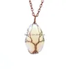 Pendentif Colliers Fil Enroulé Cercueil Fortune Arbre De Vie Collier Pierre Naturelle Quartz Rose Cristal De Guérison Oeil De Tigre Améthyste Wom Dhnkw