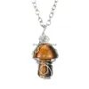 Pendentif Colliers Pierre Naturelle À La Main Fil Enroulé Guérison Champignon Cristal Collier Pour Femmes Hommes Drop Delivery Bijoux Pendentifs Dhlpc