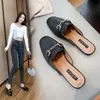 Dress Shoes Mules Women Summer Fashion Shoes Female Sandals Ladies Slippers Flat Heelless Outer Wear Lazy Net Red Slides 230711