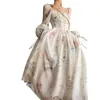 Sıradan Elbise Peri-Lady Fermuar Kapatma Elbise Bel Closing Lady Girl 517D için İlk Sevgi Yumuşak Beyaz Şifon Elbise Çiçek Deseni