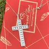 Pendant Necklaces New Arrival Hot Sale Handmade Fashion Jewelry 925 Sterling Silver Cross Pendant White Topaz CZ Diamond Popular Women Men Necklace With Chain x0711