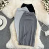 Skirts Summer Midi Cotton Dress Women's Elastic Waist Cross Split Pencil skirt Girls' Pure Thin Bottom Black Grey 230710