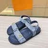 Damen-Designer-Sandalen, Sommer-Luxus-Hausschuhe, Kette, schwarz, blau, Ledersandalen, Outdoor, Strand, Meer, Zuhause, flache Damen-Sandalen