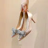 Dress Shoes 6cm Fashion Satin Pointed Toe with Bow Sexy High Heels Banquet Party Women 41 42 43 230710