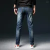 Mäns jeans märke Autumn Winter Slim Elastic Retro Italy Fashion Classic Style Denim Pants Byxor Male