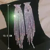 Stud Luxe Glanzende Tassel Dangle Oorbellen voor Vrouwen Bijoux Modeshow Lady s Verklaring Lange Drop Sieraden Geschenken 230710