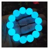 Charm Bracelets Elegante 8Mm Luminous Fluorite Natural Stone Men Light Glowing Beads For Women Yoga Jewelry Drop Delivery Dhlfj