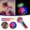 Led Rave Toy Glowing Star Round Ball Sticks Light Up Spinning Ball Wand Stick Party Supplies 230710