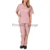 Anderen Kleding Licht Dun Unisex Verpleging Scrub Sneldrogend Verpleegstersuniform Effen kleur V-hals Werkkleding Elasticiteit Huisdierkliniek Medisch uniform x0711