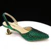 Jurk Schoenen Chan Hoge Hakken voor Dame 2023 Luxe Designer Groene Kleur Volledige Diamanten Puntschoen Bruiloft Schoen en Tas Set Party 230710