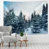 Gobelänger Xmas Gobeläng Hem Vägghängande Polyester Snö Scen Julgransmönster Filt Heminredning Present R230710