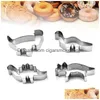 Baking Moulds Dinosaur Cookie Cutter Set Stainless Steel Animal Fondant Cake Biscuit Mold Decorating Tools Jk2007Xb Drop Delivery Ho Dhyxt